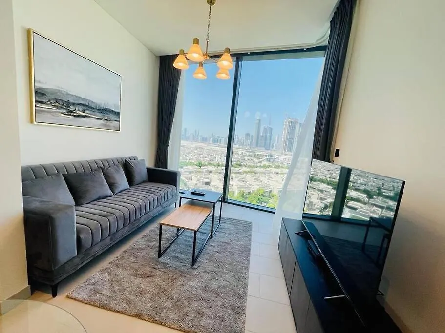 Burj Khalifa Skyline View Sobha Waves - Sobha Hartland Apartment Dubai
